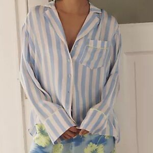 NWT LyreBird Anthropologie XXS Oversized Silk Pajama Shirt